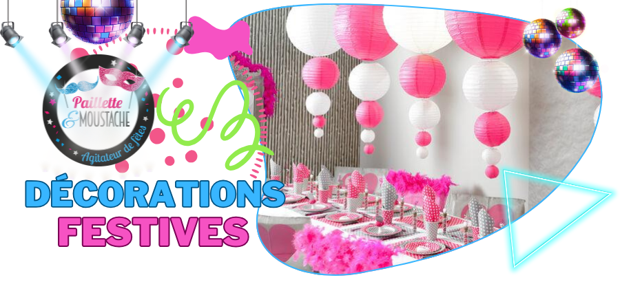 Décorations festives paillette et moustache brive la gaillarde